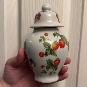 Vintage Strawberry Ceramic Ginger Jar